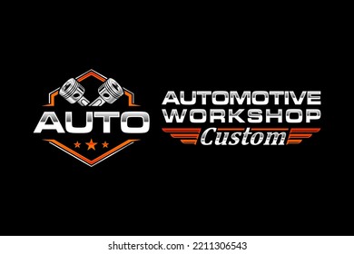 Automotive Piston Workshop Logo Design Modern Badge Style Custom Car Service Engine Tune Up Icon Symbol Illustration