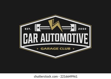 Automotive Piston Workshop Logo Design Modern Badge Style Custom Car Service Engine Tune Up Icon Symbol Illustration