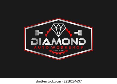 Automotive piston workshop logo design modern badge style custom car Diamond luxury icon symbol