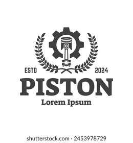 Automotive piston workshop logo design modern badge style custom car service engine tune up logo.