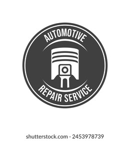 Automotive piston workshop logo design modern badge style custom car service engine tune up logo.