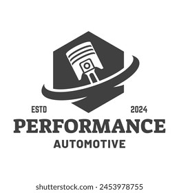 Automotive piston workshop logo design modern badge style custom car service engine tune up logo.