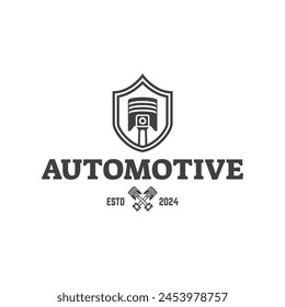 Automotive piston workshop logo design modern badge style custom car service engine tune up logo.