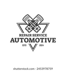 Automotive piston workshop logo design modern badge style custom car service engine tune up logo.