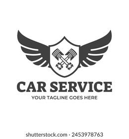 Automotive piston workshop logo design modern badge style custom car service engine tune up logo.