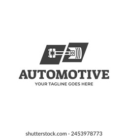 Automotive piston workshop logo design modern badge style custom car service engine tune up logo.