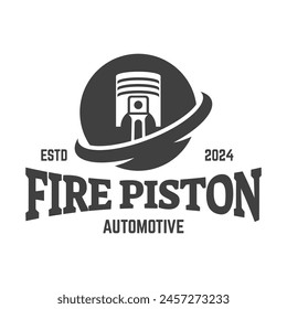 Automotive piston workshop logo design modern badge style custom car service engine tune up logo.