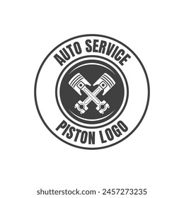 Automotive piston workshop logo design modern badge style custom car service engine tune up logo.