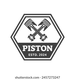 Automotive piston workshop logo design modern badge style custom car service engine tune up logo.