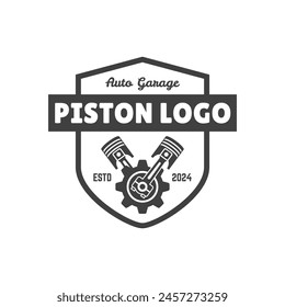 Automotive piston workshop logo design modern badge style custom car service engine tune up logo.