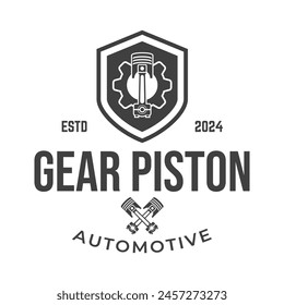 Automotive piston workshop logo design modern badge style custom car service engine tune up logo.