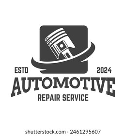 Automotive piston workshop logo design modern badge style custom car service engine tune up logo.