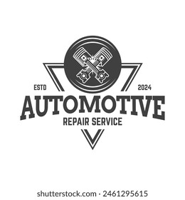 Automotive piston workshop logo design modern badge style custom car service engine tune up logo.