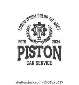 Automotive piston workshop logo design modern badge style custom car service engine tune up logo.