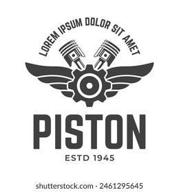 Automotive piston workshop logo design modern badge style custom car service engine tune up logo.