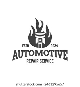 Automotive piston workshop logo design modern badge style custom car service engine tune up logo.