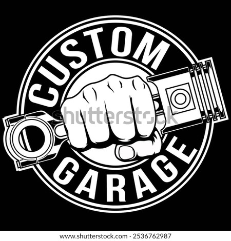Automotive piston workshop logo design. Motorbike garage and mechanic logo	
