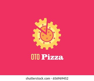 automotive pizza with gear slice symbol