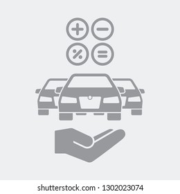 Automotive price or cost calculation - Flat and isolated vector illustration icon with minimal and modern design