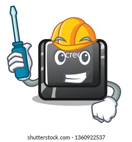 Automotive print screen button on cartoon keyboard