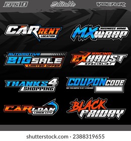 Automotive racing decals and sticker design vector