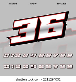 Automotive racing number effect designs