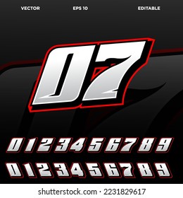 Automotive racing number effect vector