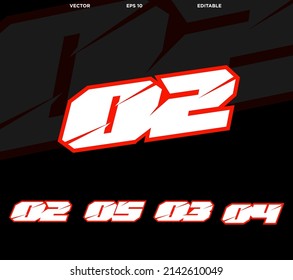 Automotive racing number set for decals
