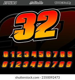 Automotive racing and sport number effect template vector