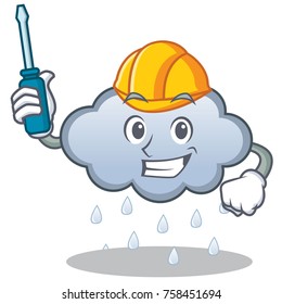 Automotive rain cloud character cartoon