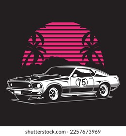 Automotive Rally Car Vector Illustration