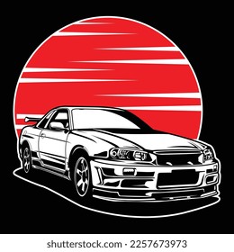 Automotive Rally Car Vector Illustration