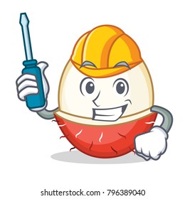 Automotive rambutan mascot cartoon style