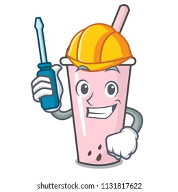 Automotive raspberry bubble tea character cartoon
