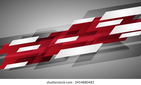 Automotive realistic geometric sticker stripes with duo colors red and white. Indonesian flag color.