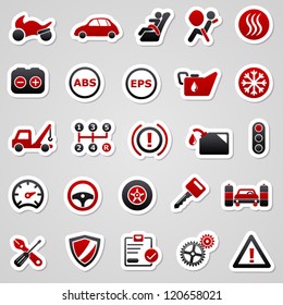 Automotive red stickers.