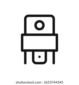 Automotive relay line icon, car relay electronic component vector symbol with editable stroke