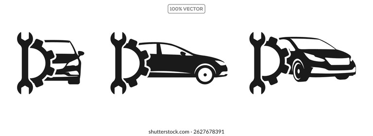 Automotive repair logo design – gear and car silhouette vector template