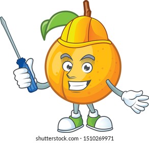 Automotive repair seeds nutmeg cartoon on white background