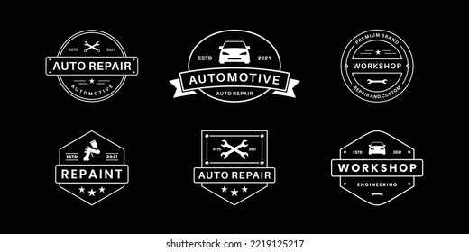 automotive repair, service, mechanic logo design badge collection