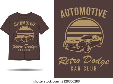 Automotive retro dodge car club silhouette tshirt design