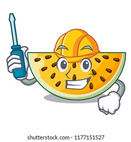 Automotive ripe yellow watermelon isolated on mascot