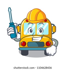 Automotive school bus mascot cartoon