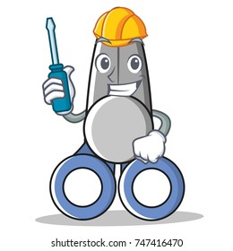 Automotive scissor character cartoon style