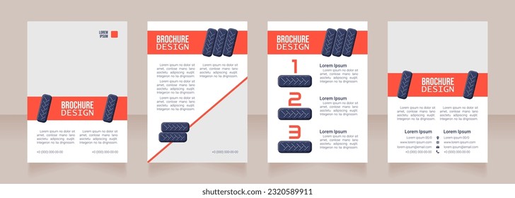 Automotive service blank brochure design. Template set with copy space for text. Premade corporate reports collection. Editable 4 paper pages. Bebas Neue, Lucida Console, Roboto Light fonts used