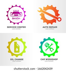 Automotive service business logo set, oil change design template for promotion