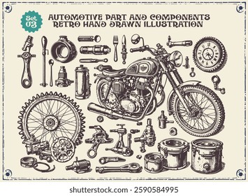automotive service illustration set, Auto Repair Shop vector, Lorry Spare Parts Design Set on white background
