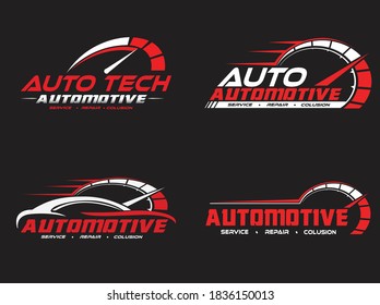 automotive service logo concept set collection