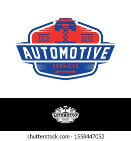 Automotive service logo template, classic badge style.