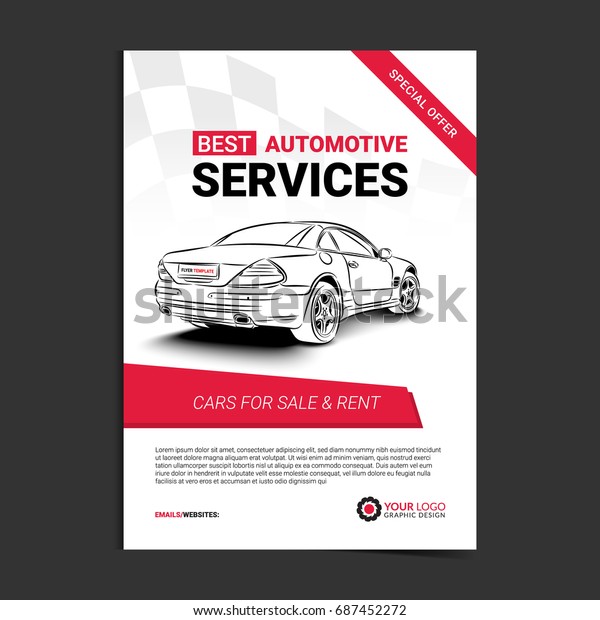 AUTOMOTIVE SERVICES\
layout template, cars for sale & rent brochure, mockup flyer.\
Vector\
illustration.